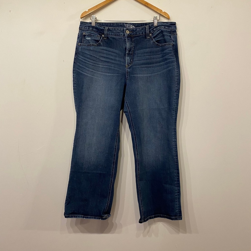 Time and Tru Womens 20 Petite High Rise Bootcut Jeans Blue Western Denim